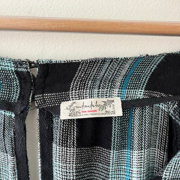 Free People Intimately Fallin For Flannel Blue Black Plaid Jumpsuit Medium - Picture 9 of 12